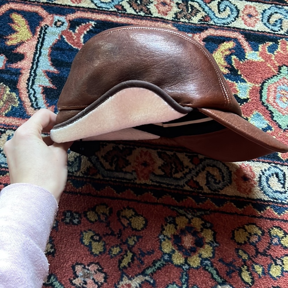 rag & bone womens leather & shearling pilot cap - Picture 4 of 10